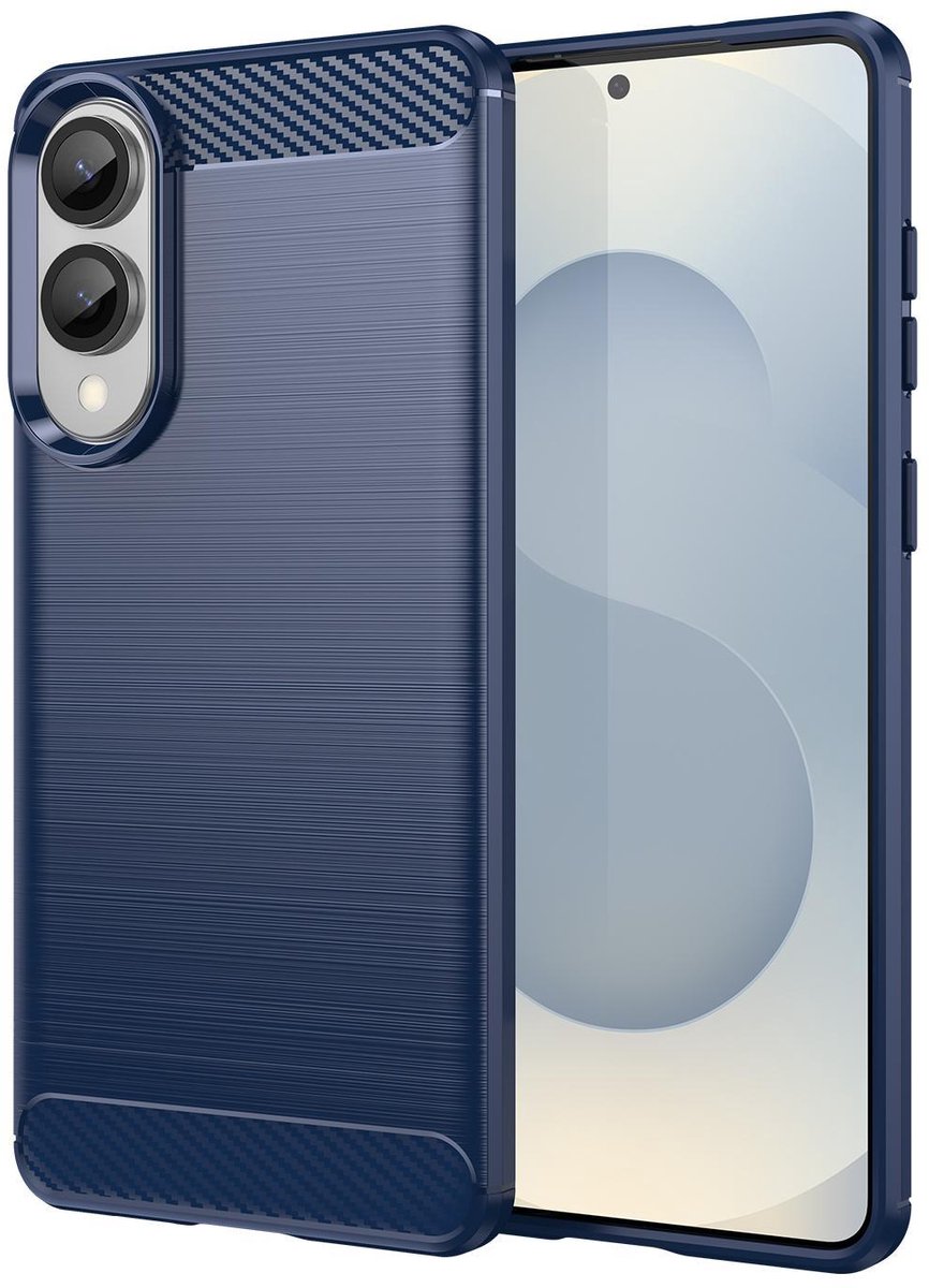 Mobigear Hoesje geschikt voor Samsung Galaxy S25 Edge Telefoonhoesje Flexibel TPU | Mobigear Brushed Slim Backcover | Galaxy S25 Edge Case | Back Cover - Blauw
