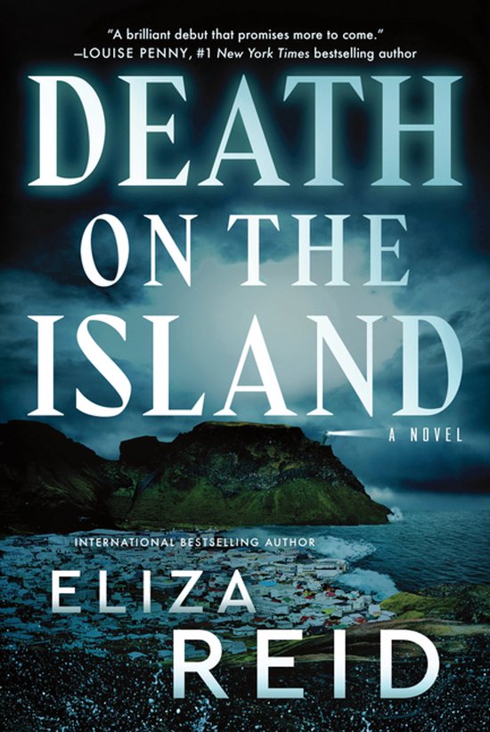 Boekomslag van Death on the Island met de titel en een afbeelding van een eilanddorp.