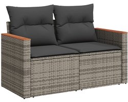 Tuinbank met opbergruimte – Lounge Bank – Buitenbank – Tuinset – Houten Bank – Modulair Bankstel – Balkon Set – Poly rattan – Grijs