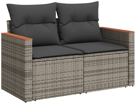 Banc de jardin avec rangement - Banc lounge - Banc d'extérieur - Ensemble de jardin - Banc en bois - Canapé modulable - Set de balcon - Résine Poly - Grijs