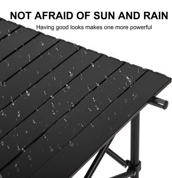 FOXSPORT Campingtafel Inklapbaar - Kampeertafel Opvouwbaar - Inklapbare Tafel - Lichtgewicht Aluminium - Vouwtafel - Klaptafel - oprolbaar tafelblad inklapbaar - Zwart - 90 x 58 x 55 cm van FOXSPORT — afbeelding 4