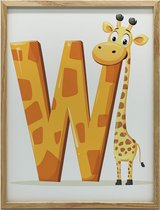 Lijst Wandposter Letter W Met Giraf 30X40 Cm Aluminium Zwart