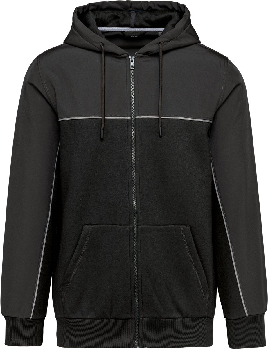 WK. Designed To Work Eco-friendly tweekleurig fleecejasje met rits en capuchon uniseks WK410 - Black / Dark Grey - M