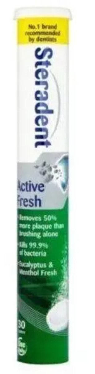 Steradent Kunstgebit Reinigingstabletten Active Fresh Plus - 6 x 30 tabletten - Voordeelverpakking