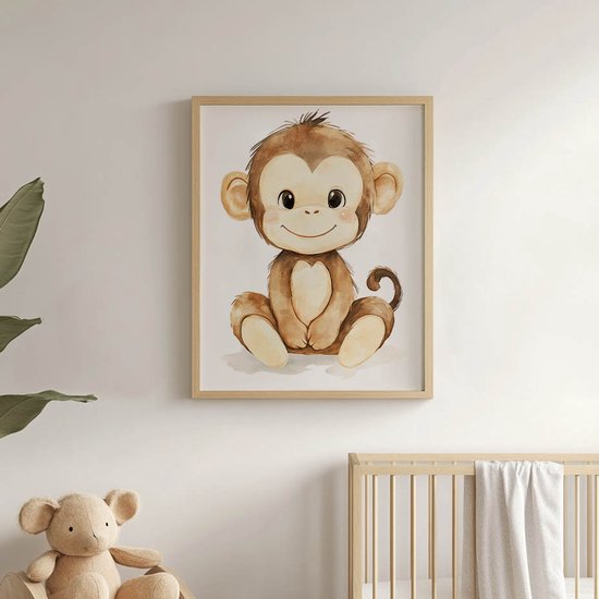 Muurposter In Gouden Lijst Lachende Aap 40X50 Cm | bol
