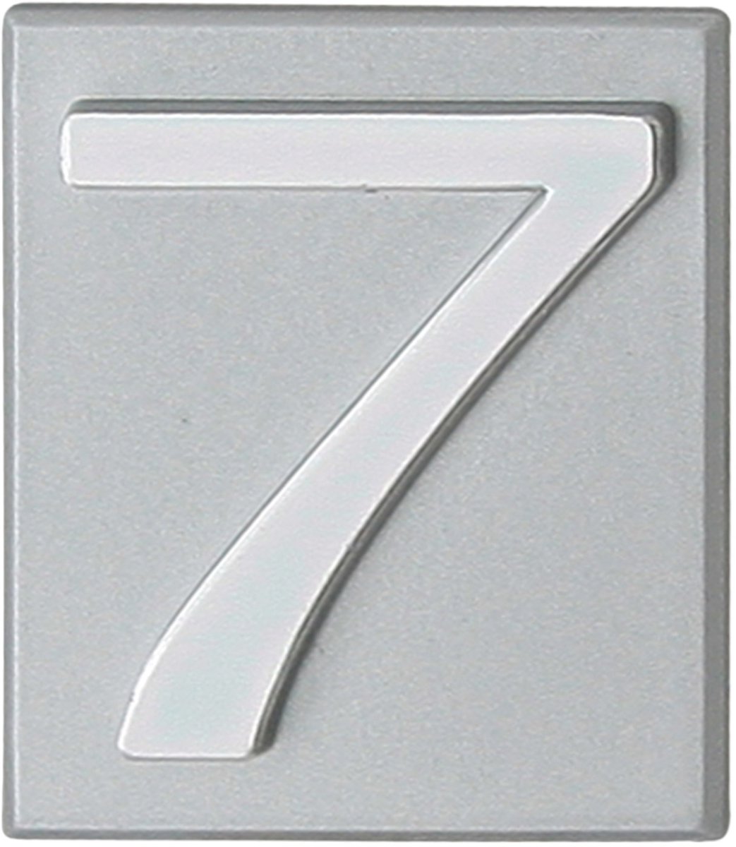 Domino® Deurnummer Zelfklevend INV - "7" - Zilver - Woonhuisnummer Hotelkamernummer 40x47mm - Huisnummer Brievenbus Adresnummer Stickers - Huisnummerplaatje - Deur en Kamernummer - Lockernummer