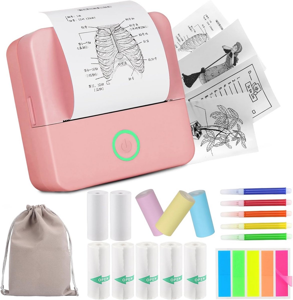 Draagbare Inktloze Zakprinter - Draadloze Bluetooth Fotoprinter voor iOS & Android met Thermisch Papier
