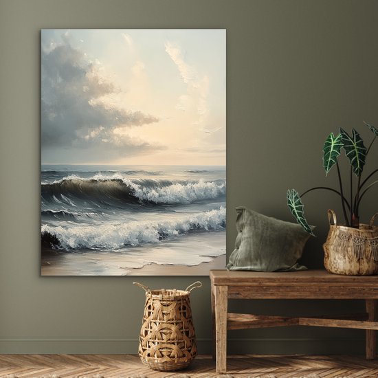 Tableau aluminium 90x120 cm - Décoration murale métal - Plage - Mer - Coucher de soleil - Décoration murale métal salon - Décoration industrielle - Photo sur dibond - Accessoires industriels chambre