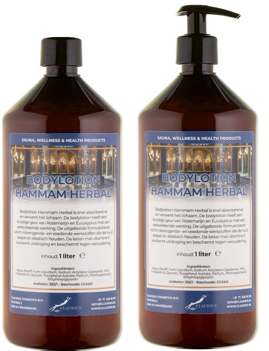 Bodylotion Hammam Herbal 1 Liter - met gratis pomp - set van 2 stuks
