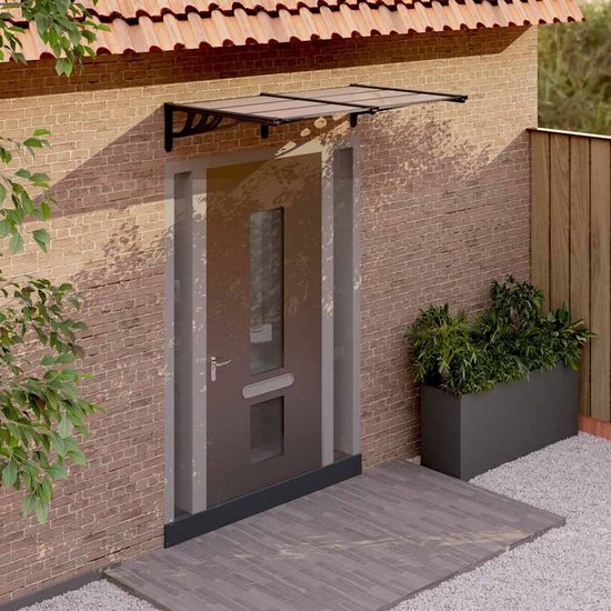 vidaXL Voordeur Luifel 150x80 cm Polycarbonaat Zwart Deur Afdak