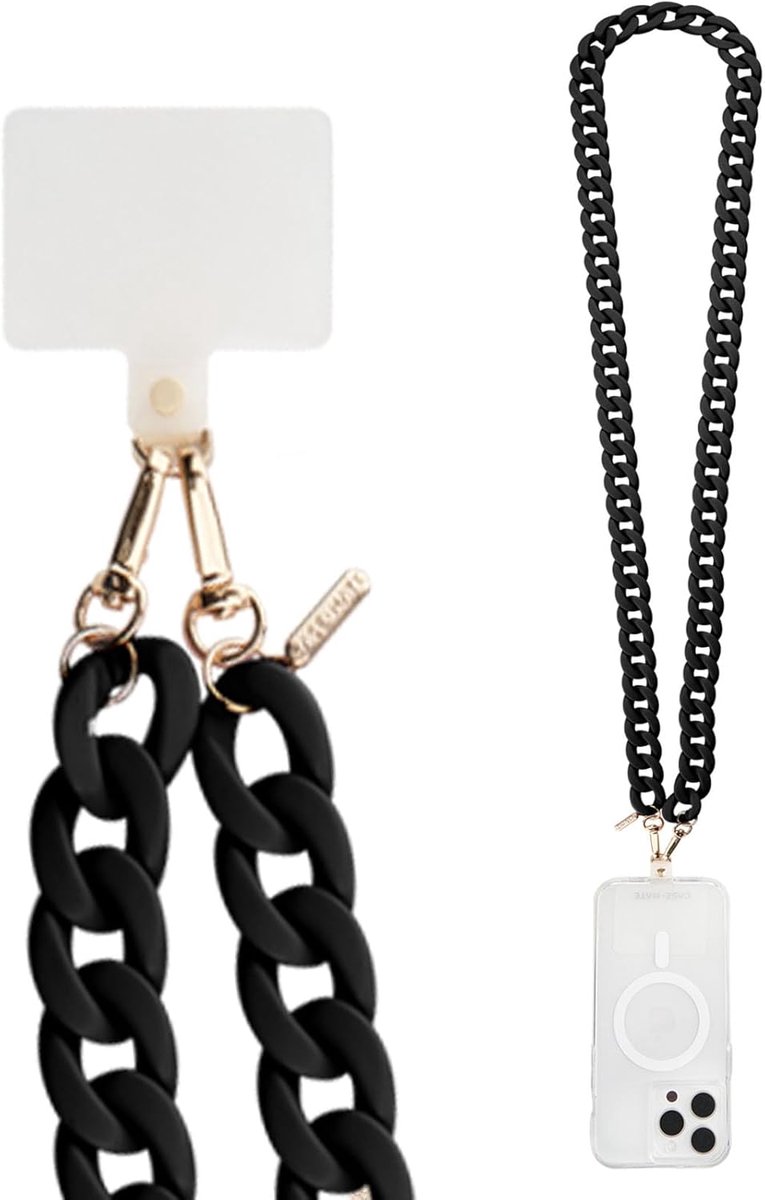 Crossbody Telefoonkoord - Handige en Modieuze Telefoonketting voor Alle Smartphones - Zwart