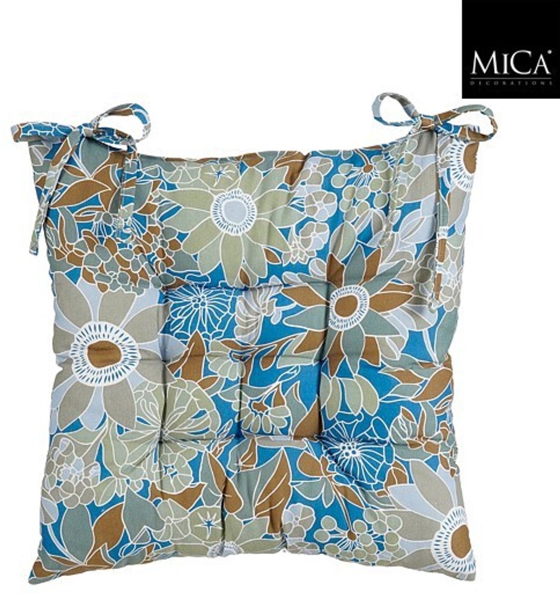Mica Decorations Fleur Stoelkussen - 46 x 46 x 7cm - Blauw
