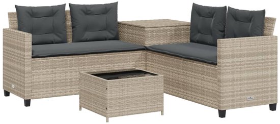 vidaXL Tuinopbergbank Tuinbankje Opbergbank Tuin Tuinbox Box Tuinbank Buitenbanken Bank Banken Tuinmeubel Buitenmeubilair Poly Rattan Grijs
