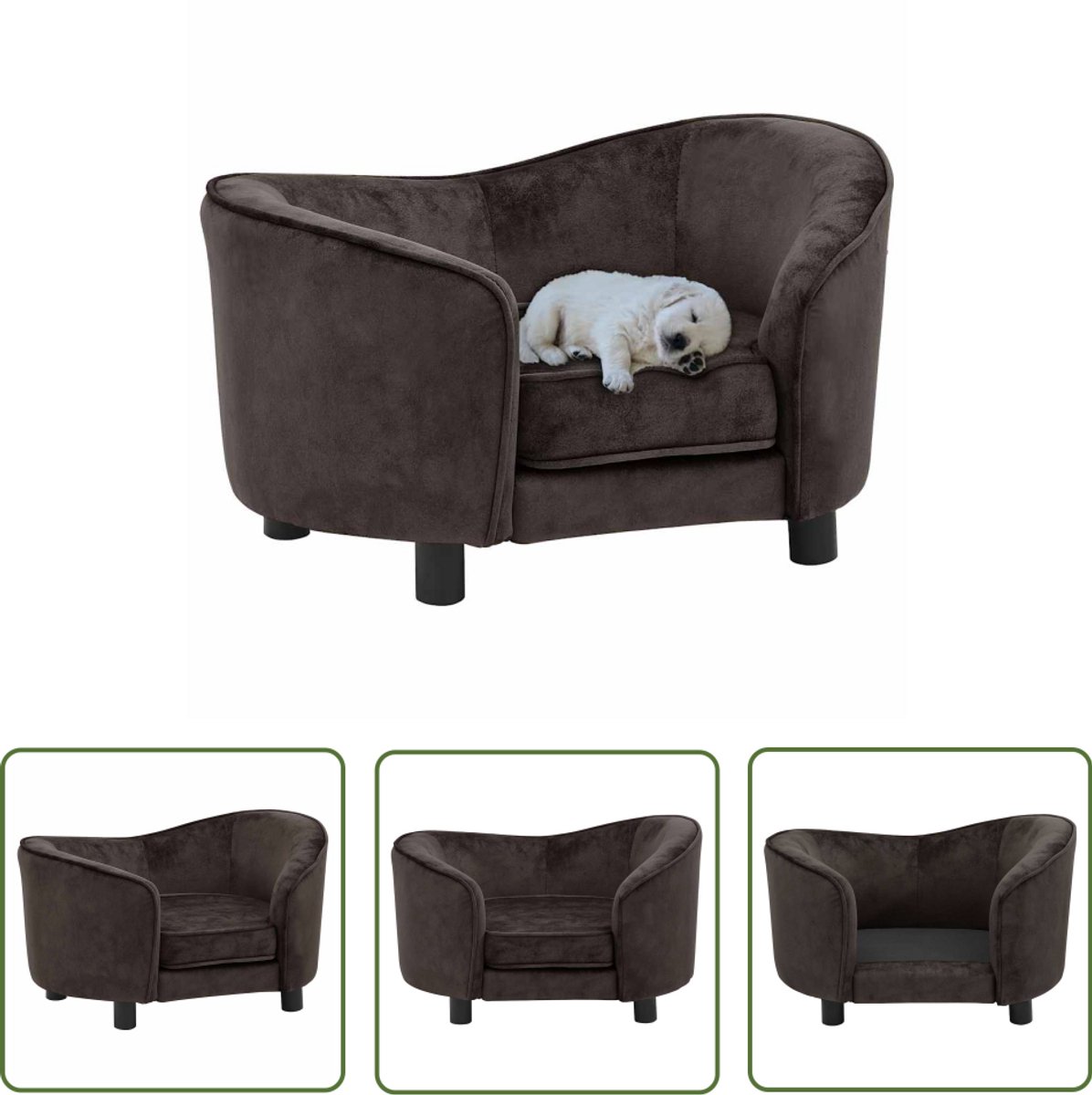 vidaXL Hondenbank – Hond Bench – Hondenbank 69x49x40 cm pluche bruin – Pluch Hondenbank – Hondenbed – Klein Hondenbed