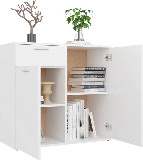 Buffet vidaXL 80 x 36 x 75 cm Bois traité Blanc brillant