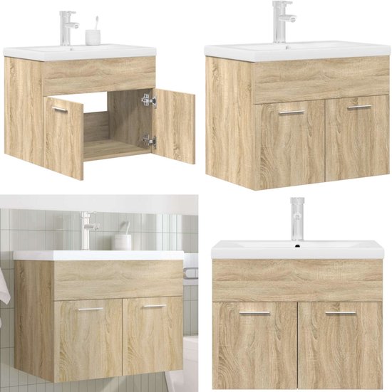 Badkamermeubel Wastafel Badinos H. 152 X L. 146 X P. 46 Cm Sonoma Oak