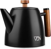 Bol.com RVS Theepot Dubbelwandig met Filter - Zwarte Theekan 1 Liter - 802 - VDN aanbieding
