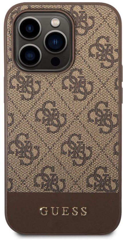 Guess 4G Stripe Back Case geschikt voor Apple iPhone 14 Pro (6.1") - Bruin
