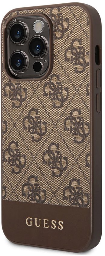 Guess 4G Stripe Back Case geschikt voor Apple iPhone 14 Pro (6.1") - Bruin