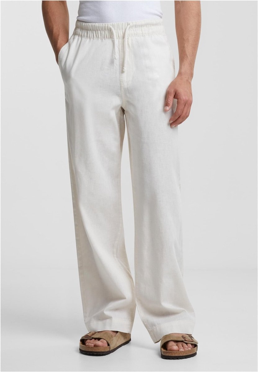 Urban Classics Loose Cotton Linen Broek rechte pijpen S Creme