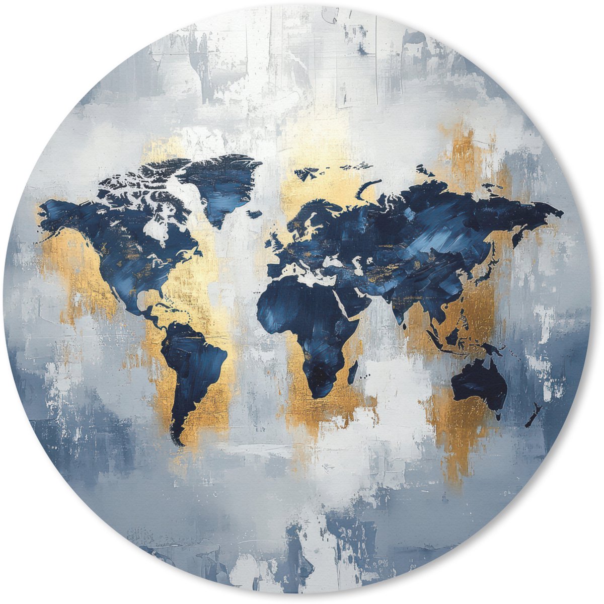 Muismat rond 30x30 cm - Mousepad Wereldkaart - Blauw - Abstract - Ronde muismatten