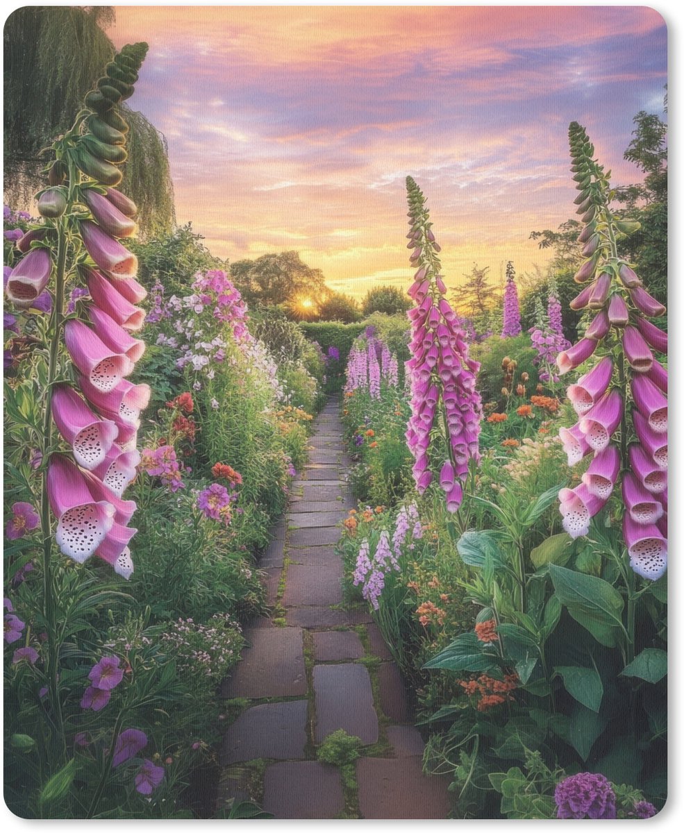 Muismat 19x23 cm - Mousepad Vingerhoedskruid - Bloemen - Tuin - Muismatten