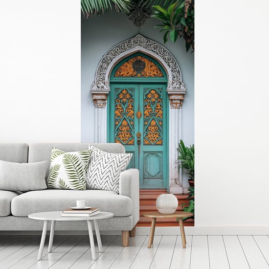 Behang - Fotobehang Deur - Patronen - Planten - Breedte 120 cm x hoogte 240 cm