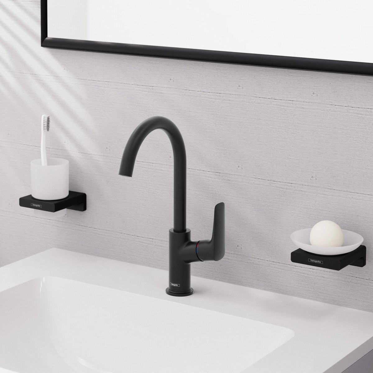 Hansgrohe Logis Eengreeps wastafelmengkraan - 210 draaibare uitloop - met PopUp - trekwaste - mat zwart