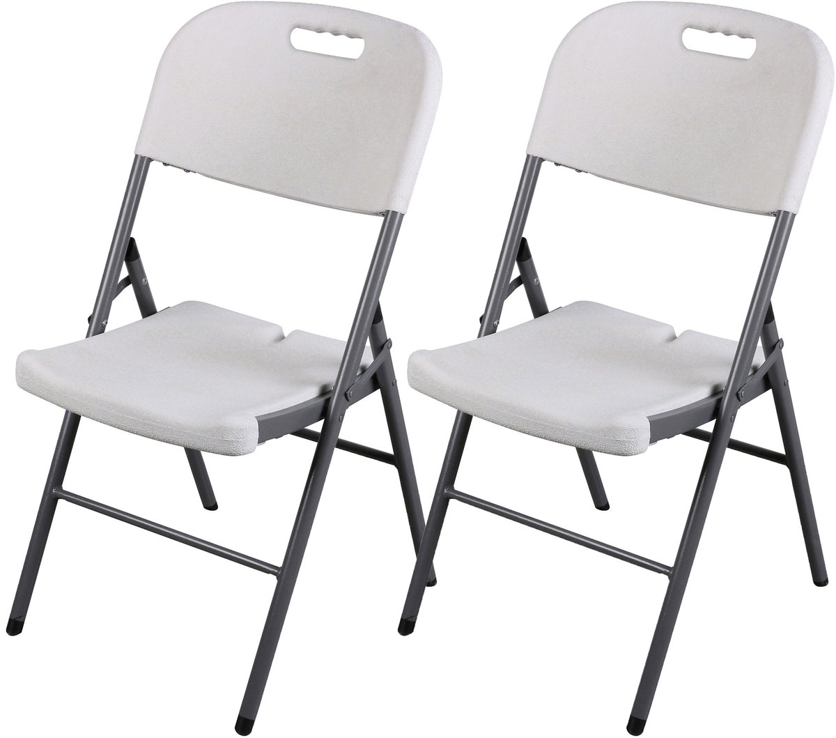 Sunnydays Klapstoel - 2x - met pvc zitting - wit - 44 x 45 x 86 cm - metaal - Bijzet stoelen - Inklapbaar