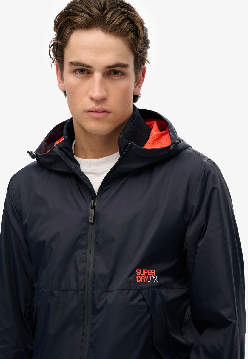 Superdry Windbreakerjas met capuchon en logo Heren Marineblauw