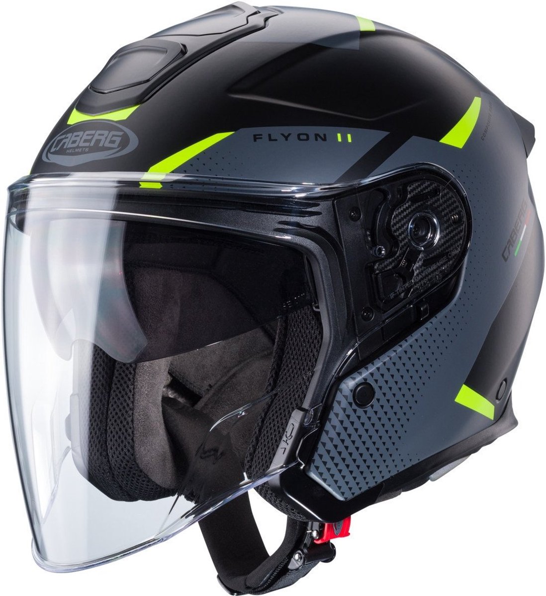 Caberg Flyon II Boss Mat Zwart Geel Jethelm - Helm
