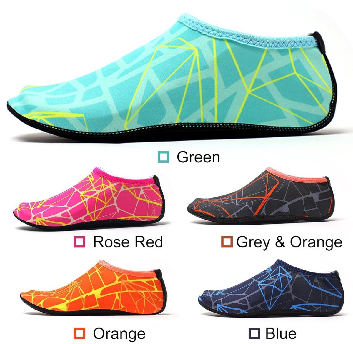 Snel drogende zwemschoenen - Ademende strandschoenen - Zachte en lichte schoenen op blote voeten - Anti - Slip Zwemschoenen - Bedrukte duiksokken - Waterschoenen voor Volwassenen - Geschikt voor cruisen, zwemmen, strand, zwembad, surfen — afbeelding 4