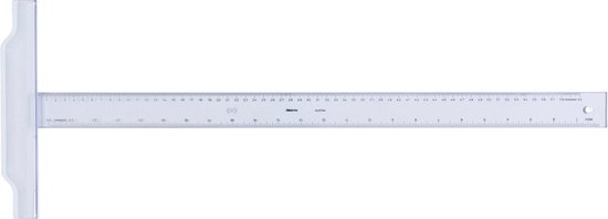 Aristo tekenhaak - lengte 60cm - mm/cm/inch schaalverdeling - glashelder plexiglas - met anti-slip noppen - AR-23176