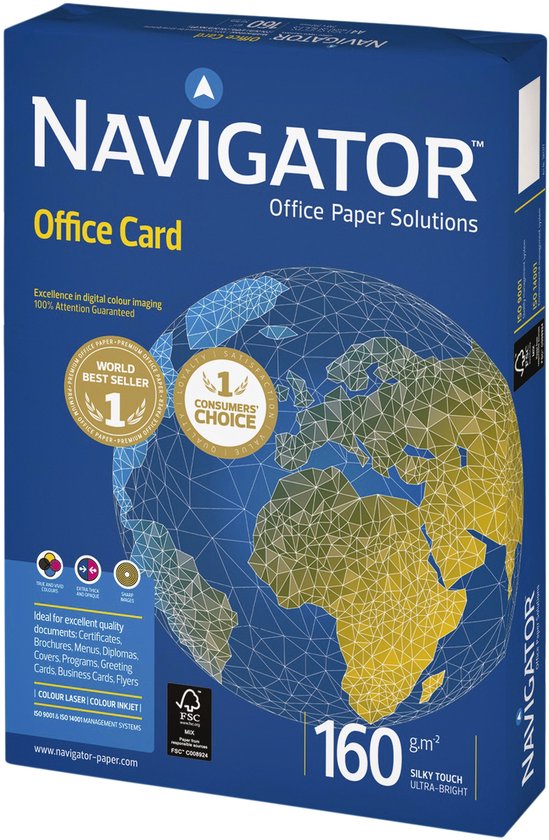 Kopieerpapier Navigator Universal, DIN A4, 80 g/m², helderwit, ongezeefd, 2500 vellen voordelig kopen | Schäfer Shop