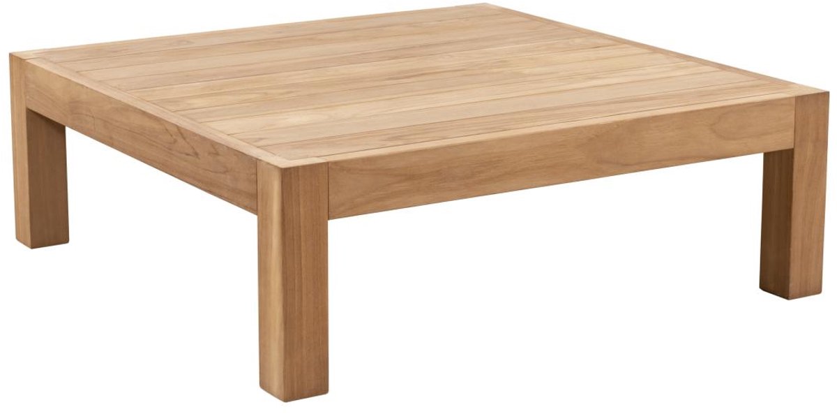 Vierkante teakhouten tuinsalontafel in licht natuurlijke kleur - SUMINI - D94 cm.