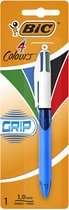Balpen Bic 4kleuren grip medium blauw blister à 1 stuk