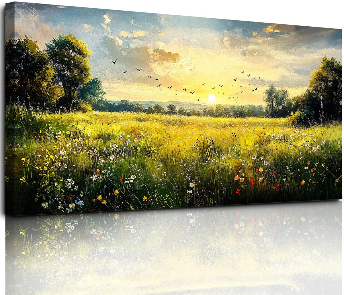 Unyqoos Schitterende Canvas Wandkunst voor Elke Ruimte - Landschap en Esthetiek in Moderne Stijl groen