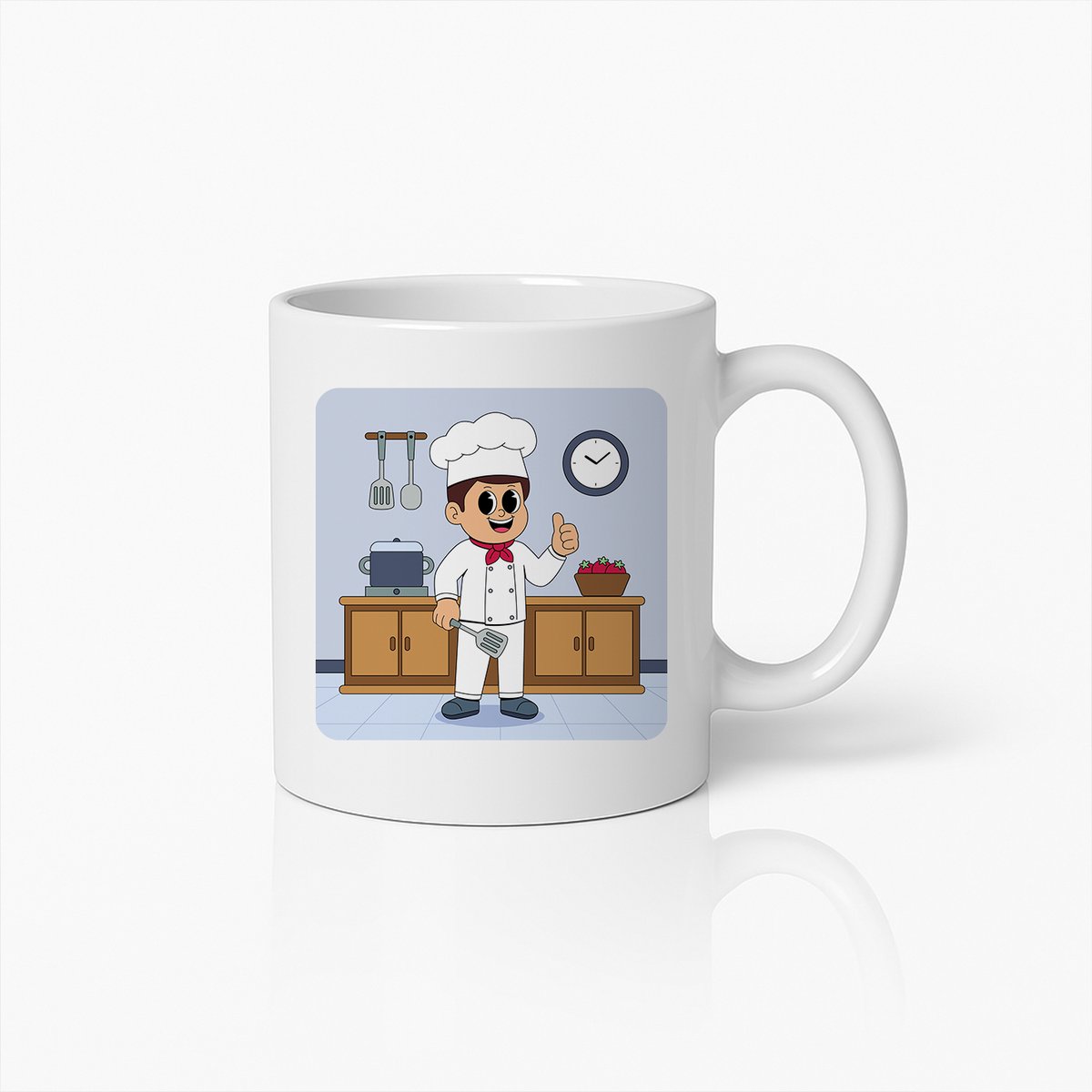 Chef Cartoon Mok – Grappig Keukenontwerp Cadeau voor Koks en Etenliefhebbers