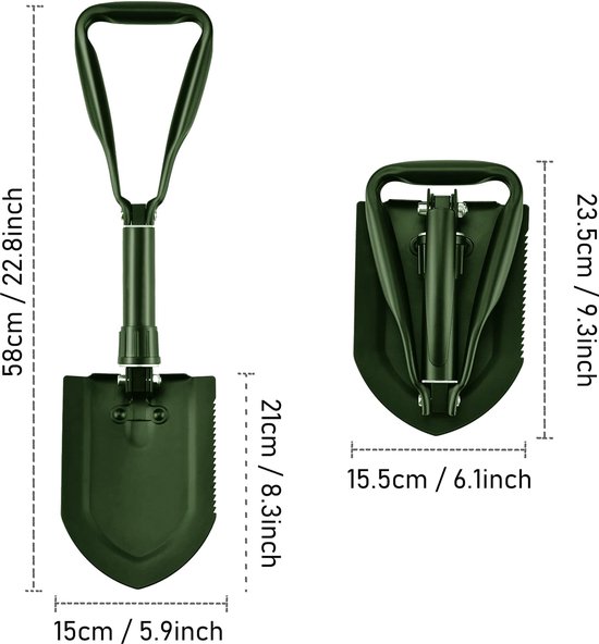 Unyqoos® Multifunctionele Opvouwbare Schop van Koolstofstaal voor Outdoor Avonturen en Tuinieren van Unyqoos — afbeelding 4