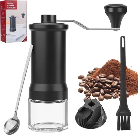 Handmatige Koffiemolen van Roestvrij Staal met Keramisch Maalwerk – Stil en Draagbaar voor Espresso, Moka, French Press en Aeropress – Coffee Grinder met Houtlook voor Thuis en Reizen – Capy Brew