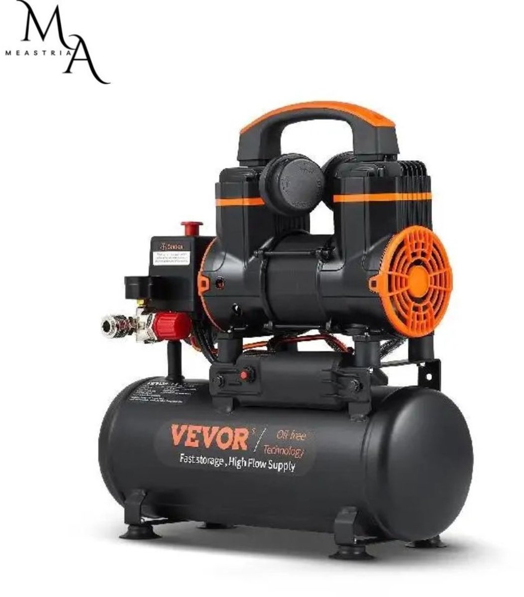 Compressor - Luchtcompressor - 24L - 1450W - Olievrij - Stille Compressor - Stille Luchtcompressor - Fluisterstil (70dB) - 2800 tpm - Voor Bandenspanning, Spuitverf, Houtbewerking & Autoreparatie - Met Accessoires