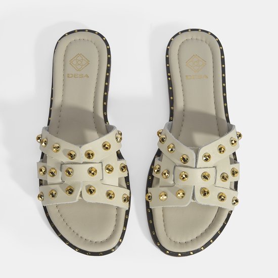 DESA Pantoufles Cuir Blanc Femme Astuce de chaussure: ouvert Taille: 38 EU