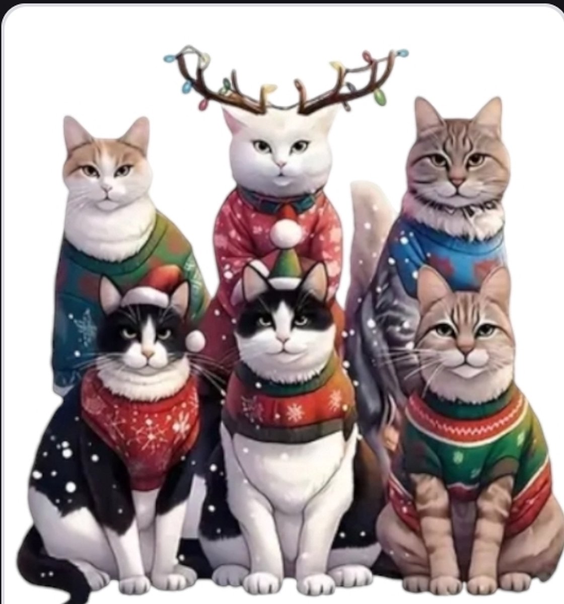 Katdootje - Raamsticker - Kerstkatten
