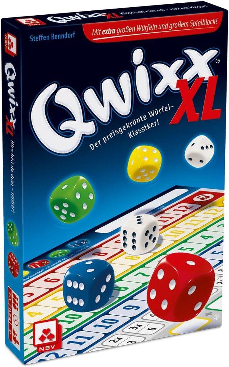 QWIXX XL Dobbelspel voor 2-5 Spelers - Leeftijd 8+ - Spel van Slechte Geluiden
