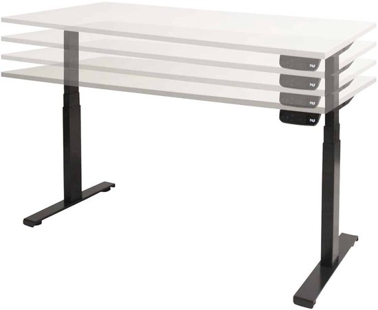 Dextro plus zit/sta 200x80cm, electrisch hoogte verstelbare werkplek, T-poot frame. Frame kleur aluminium (RAL9006) en blad Wit