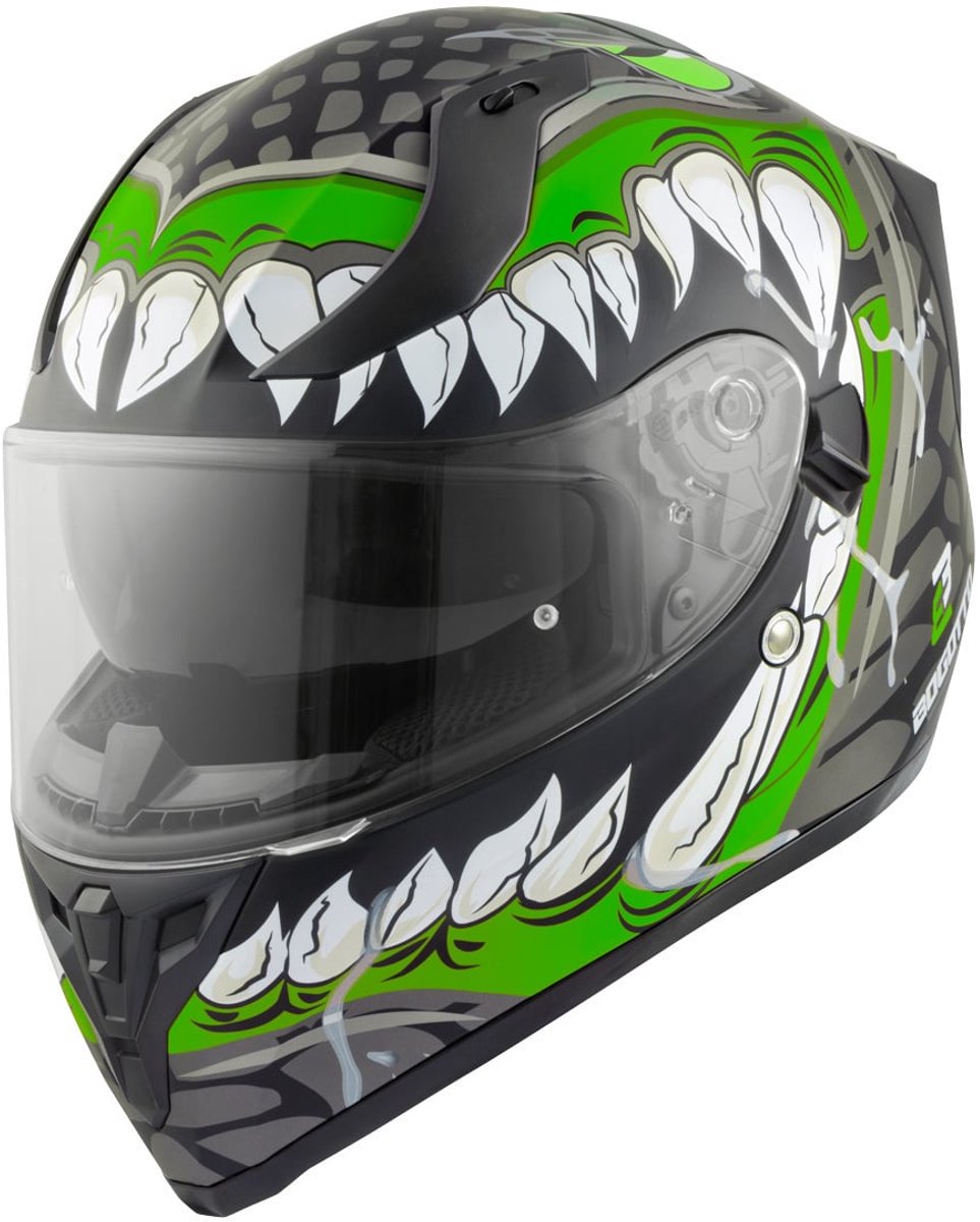 Bogotto V128 Naga Mat Zwart Groen Integraalhelm - Maat XXL - Helm