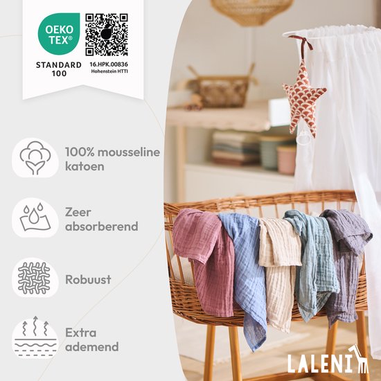 Laleni Hydrofiele Doeken - 100% Katoen - Mousseline - 70x70cm - Antraciet - Set van 30 van Merkloos — afbeelding 2