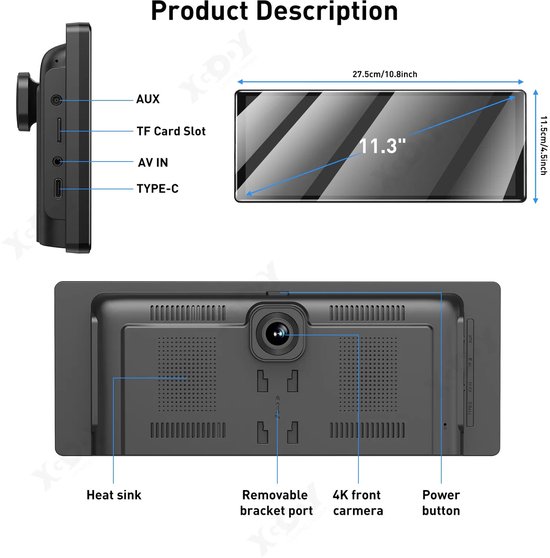 Ruizu Navigatiesysteem Auto - 9 Inch - Apple Carplay - Android Auto Draadloos Universeel Touchscreen Autoradio Gps Inclusief 2 5k Dashcam 1080p Achteruitrijcamera Zwart