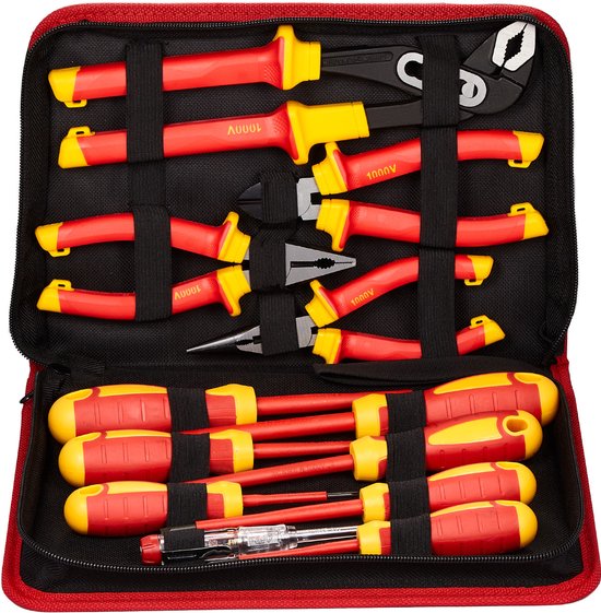 12-Delige GeïSoleerde Schroevendraaierset, 1000 V Elektrisch Gereedschap, Magnetische Punten, Tang en Zijkniptang (Professioneel)