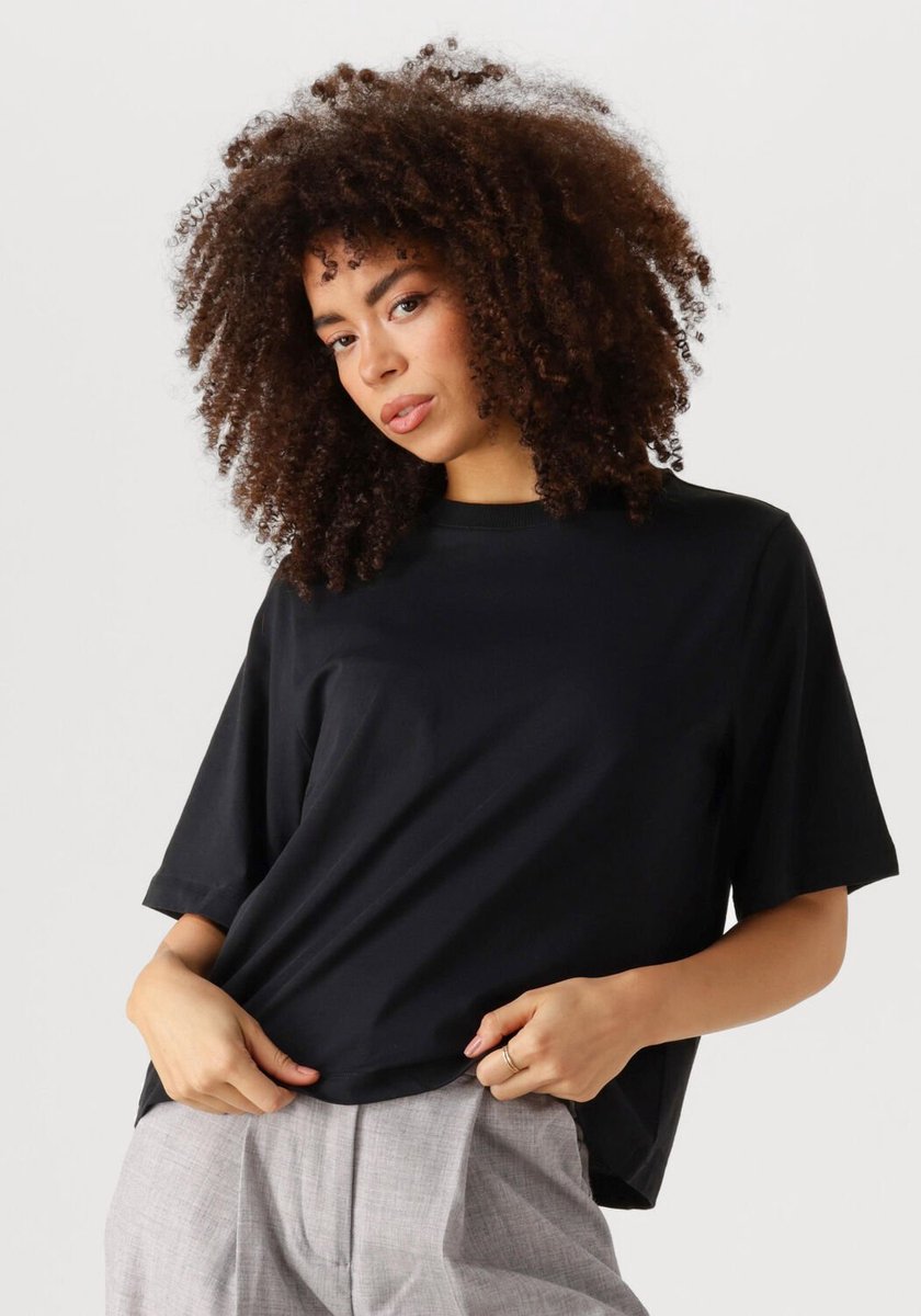 EDITED Nola T-shirt Tops & T-shirts Dames - Shirt - Zwart - Maat 34